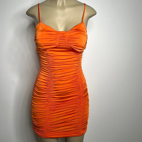 Fashion Nova Dresses Fashion Nova Medium Orange Rutched Bodycon Dress Poshmark